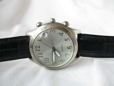 Watch Black Buckle Band Silver Toned Round Face Minimal Stylish
