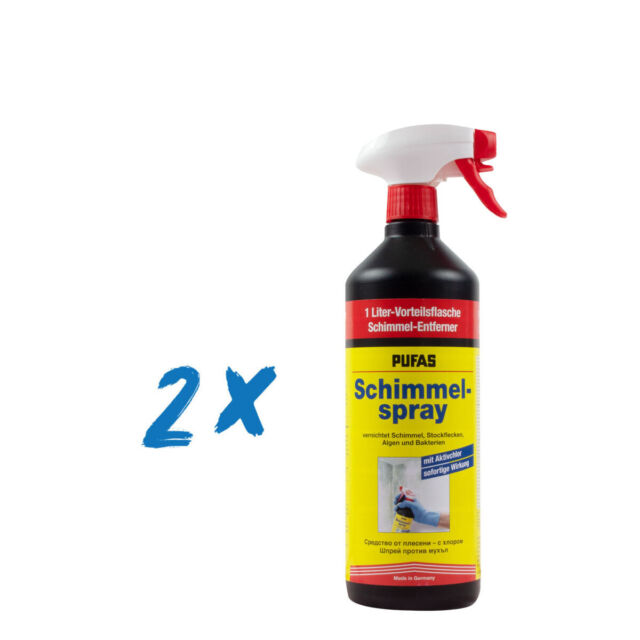 2 x Pufas Schimmel-Spray 1L Schimmelentferner mit Aktivchlor Schimmelex