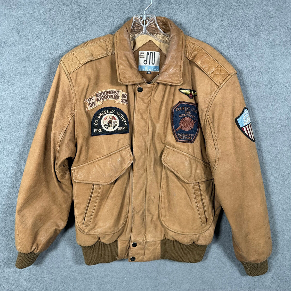 Vintage Leather Bomber Jacket Mens Large Military Vintage Leather Bomber Jacket Mens Large Military