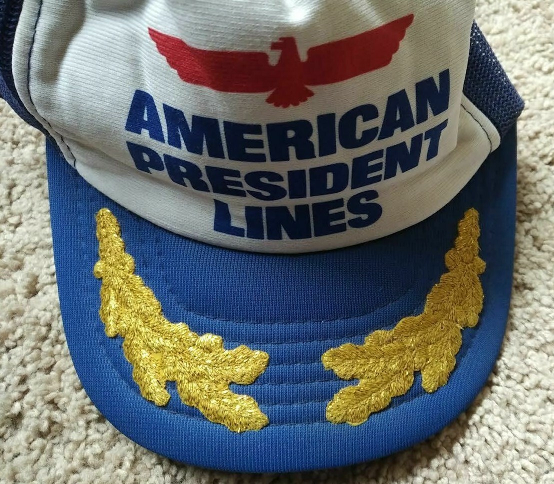 APL CAPPELLO TRUCKER IN RETE Berretto Snapback ACTUALLY Vintage American President Lines