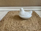 Vintage Hazel Atlas Milk Glass Hen on Nest 4" tall Opalescent