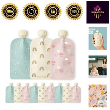 Dishwasher  Freezer Safe Baby Food Pouches - 12 Colorful Reusable Containers