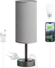 Small Touch Bedside Lamp with USB - 3 Way Dimmable Grey Table Lamp for Bedroom,