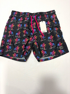 WeSC Oden Paradise Lost Swim Trunks Unisex Mens M Womens L Neon Palm NWT