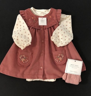 Baby Mädchen Next Trägerkleid Oberteil Strumpfhose Set 3/6 Monate Bitte Beschreibung lesen