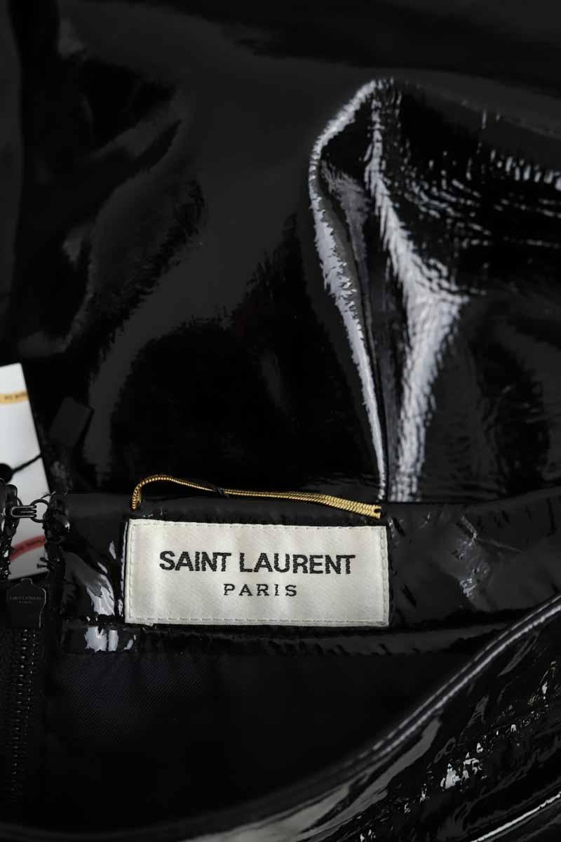 Mini jupe en cuir verni noire Saint Laurent XS