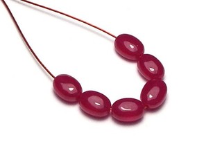 RUBY 7mm Oval Beads NATURAL 6 pcs 9.5 cttw