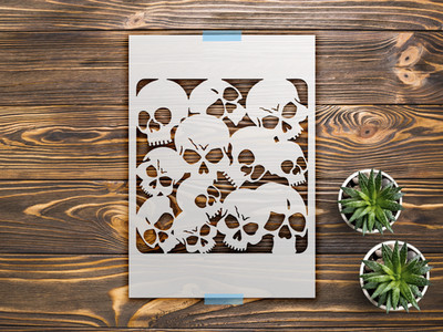 Overlapping Skull Pattern Stencil for Creative Projects - StencilAir