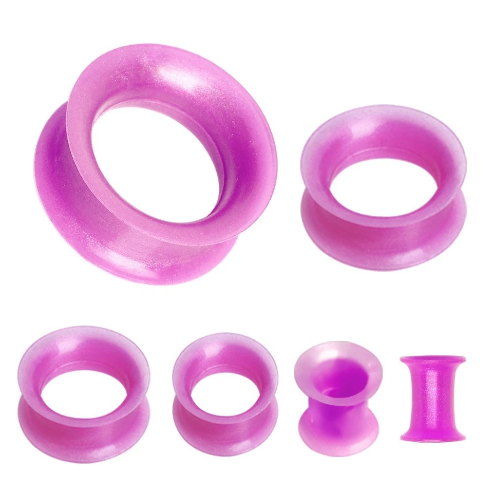 PAR de tapones de túnel de silicona ultrafinos para piel de oreja Foto 2 de 4