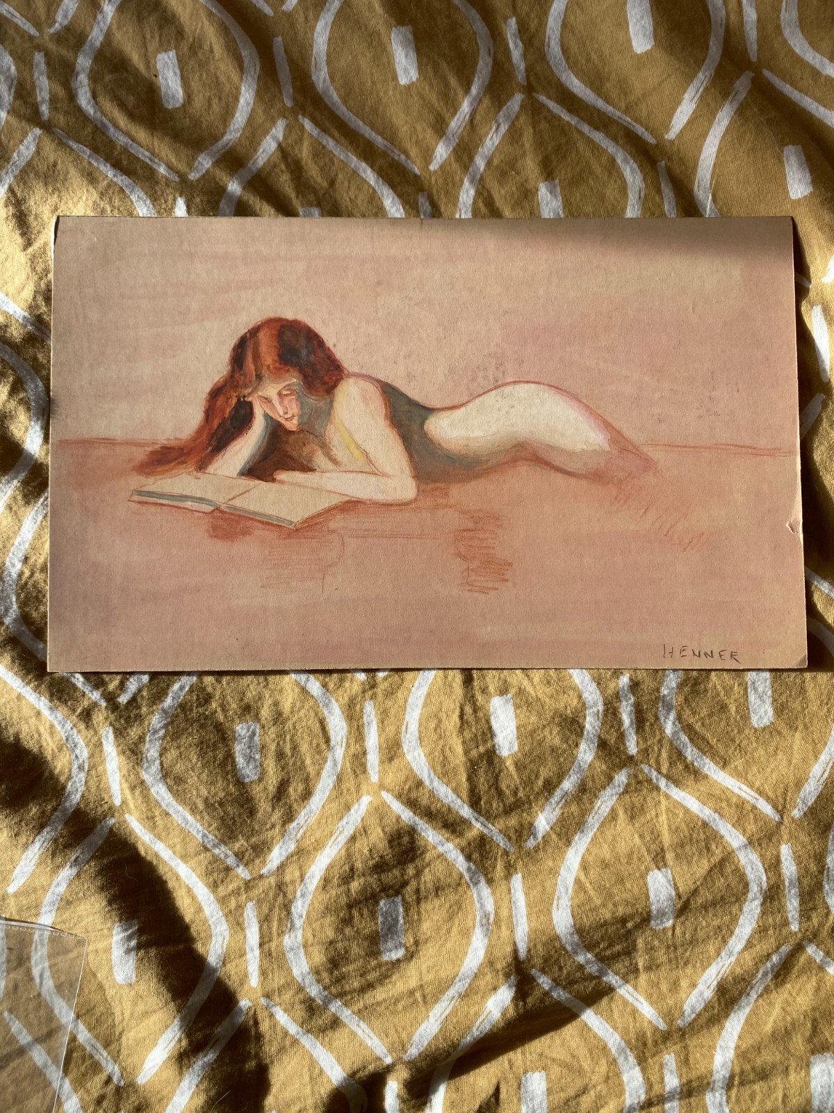 Henner Signed Nude Woman Watercolor