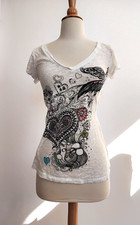 Y2K sheer textured v-neck top — USA made — size M — lightweight semi-sheer baby
