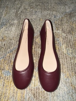 Stuart Weitzman Nadine Ballet Flat 6.5 Burgundy Leather Round Toe Career Work