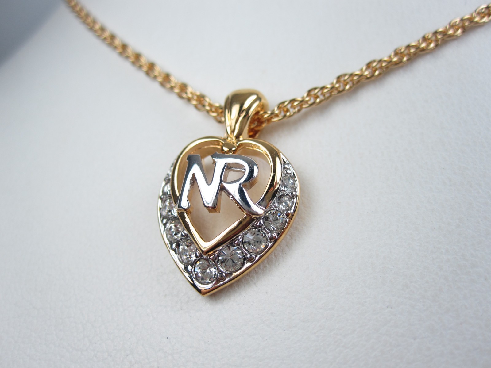Nina Ricci Gold Plated Pendant with NR logo & Swarovski Crystals - 16-18" - 7951