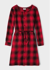 Children's Place Red Plaid Long Sleeve Shirt Dress Womens Size XXL Waist Tie