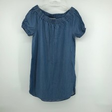 Michael Kors Denim Dress Size M Blue  Sleeve Off The Shoulder Smocked Medium