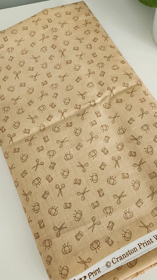 Fabric-100% Cotton-Cranston Print Works Co., Sewing Supplies, Brown - Image 4 of 4