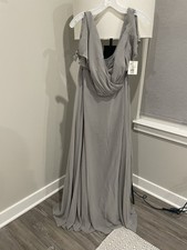 David's Bridal Flutter Sleeve Full Skirt Dress- Mercury Color; NEVER WORN w/ TAG