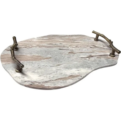 Uttermost 18308 Stone And Twig Tray Natural Marble and Cast Aluminum - Picture 3 of 6