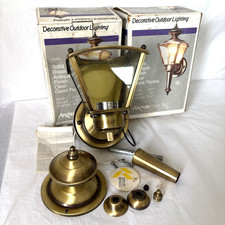 Vintage Pair Solid Brass Outdoor Carriage Lights 13" Wall Fixture Sconces