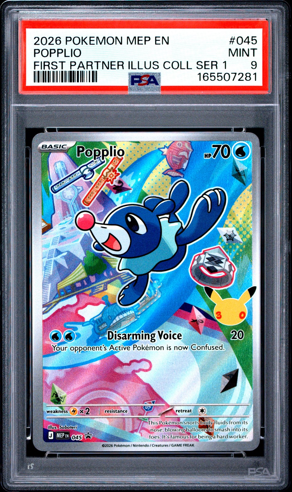 2026 POKEMON MEP EN-ME BLACK STAR PROMO #045 POPPLIO PSA 9