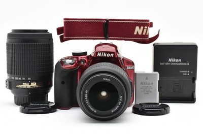 Nikon D3300 Digital SLR Camera Red Body 18-55 50