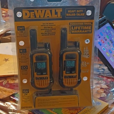 DEWALT DXFRS300 Walkie-Talkie 2-Pack, IP67, USB Rechargeable, 22 Channels