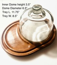 Teakwood Glass Dome Cheese Platter Lipper International - Still in Original Box