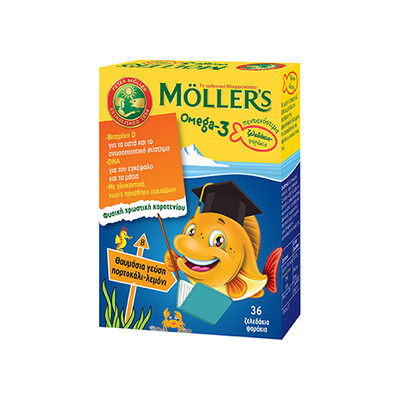 Moller s Omega-3 Jelly Fish Orange-Lemon Flavor 36 Gummies
