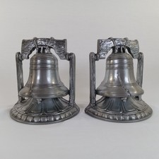 Vintage 1974 S.G.G. Liberty Bell Bookends Cast Metal Patriotic Decor Set of 2