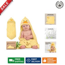Organic Bamboo Hooded Towel for Babies - 35x35 Large, Soft for Newborn Bathing