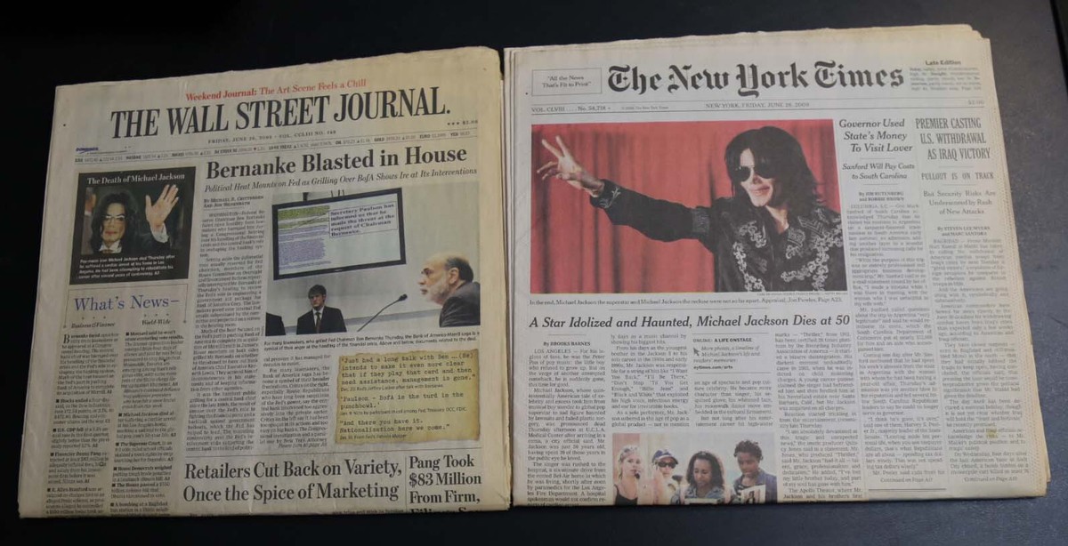 Michael Jackson Death EditionJune 26, 2009 NEW YORK TIMES / WALL