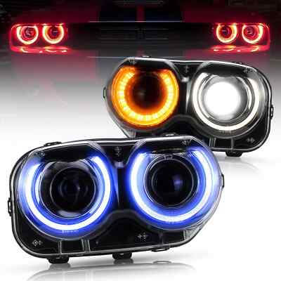 VLAND RGB LED Scheinwerfer Für Dodge Challenger 2015-2024 RGB DRL Farbwechsel