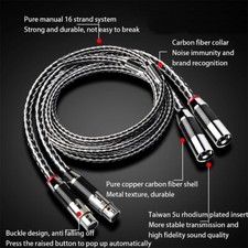 Pair XLR Cables 7N OCC HiFi Balanced Cord Signal Wires Carbon Fiber Connectors