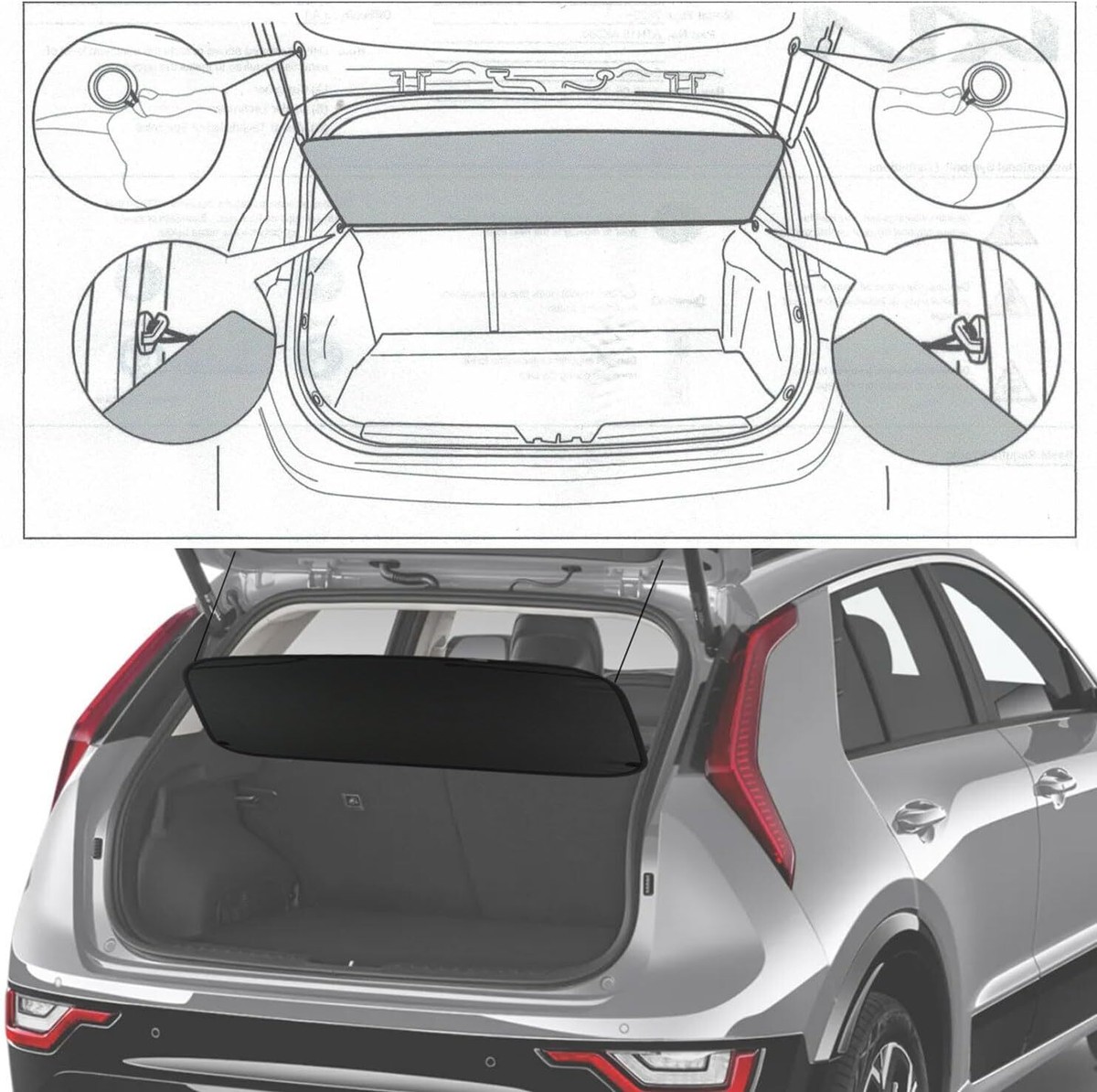 Tappetino Bagagliaio Auto per KIA NIRO 2017-2022 2023 2024 2025, Antiscivolo Impermeabile Auto Copri Baule Protezione Tappetini Accessories,Black
