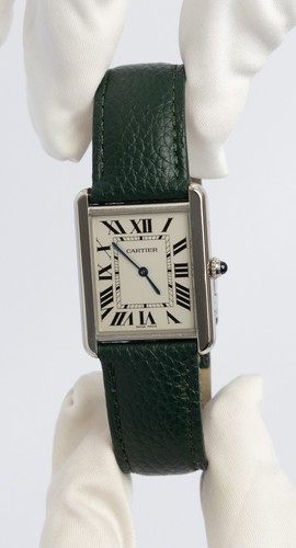 Cartier Tank Solo Ref 2715 Large Stainless Steel Case and Leather Band Watch
