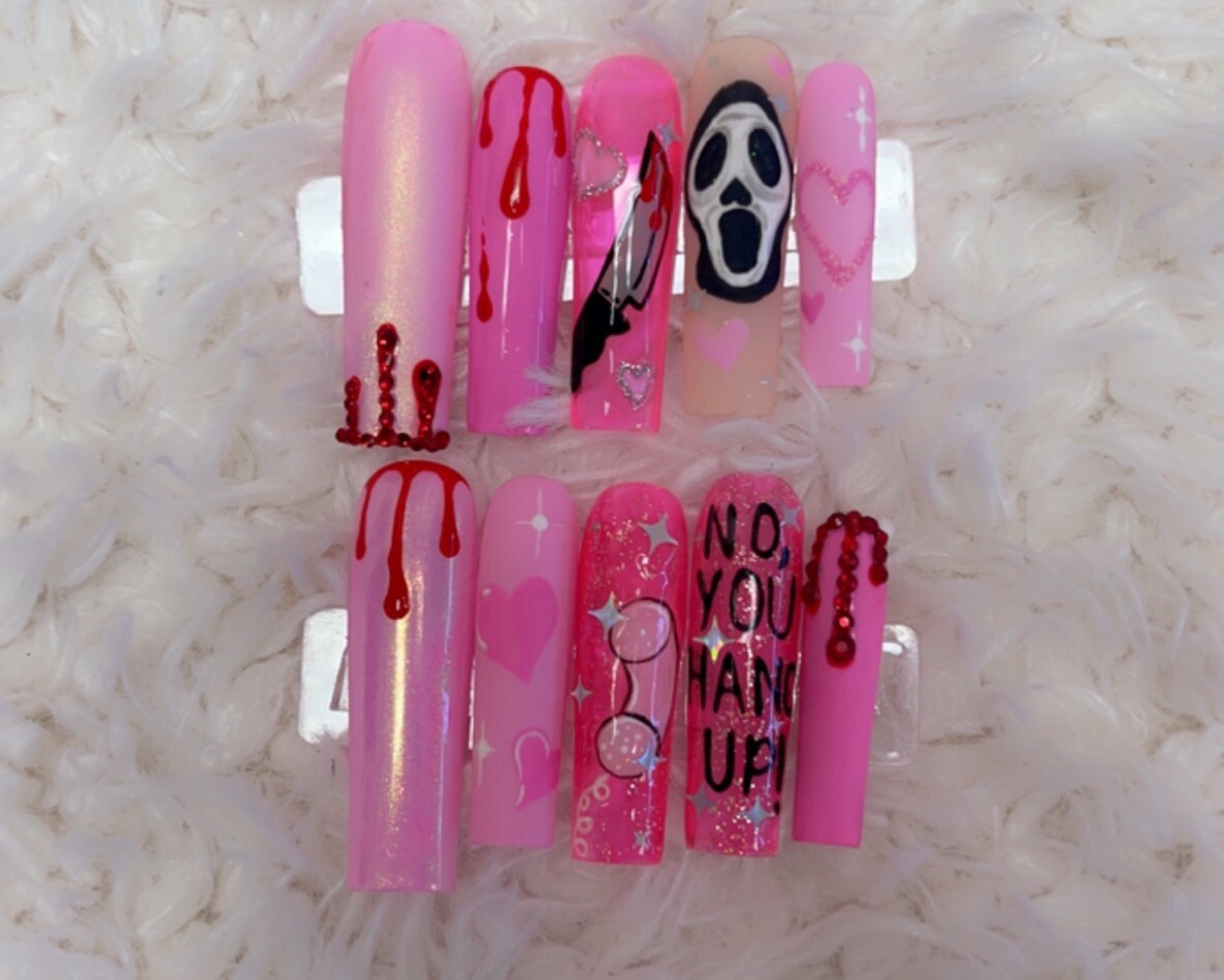 Glossy Acrylic Press On Nails With Adhesive Tabs-image