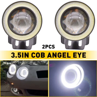 2.5-3.5'' Inch COB LED Fog Light Projector Car Angel Eyes Halo Ring DRL Lamp EOA