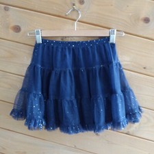 Blue Silver Dot Girls Waistband Elastic Mini Skirt 7T 8T