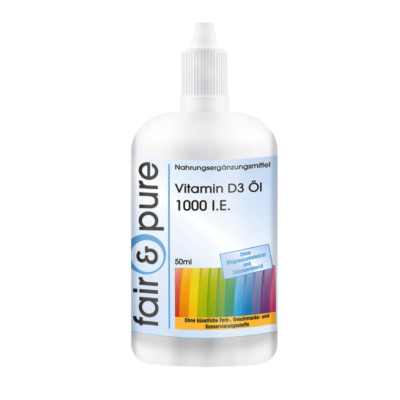 Vitamin D3 Öl 1000 I.E. pro Tropfen - 50 ml Cholecalciferol flüssig Fair & Pure