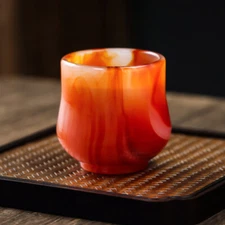 70ml Red Agate Bowl Carving Carnelian Cup Reiki Crystal Collection New