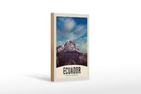 Holzschild Reise 12X18 Cm Ecuador SüD Amerika Gebirge Schnee Schild