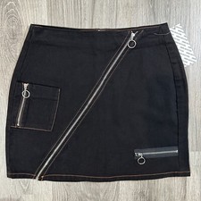 Mini Skirt Womens Small NWT Urban Outfitters BDG Black Denim Asymmetrical Zipper