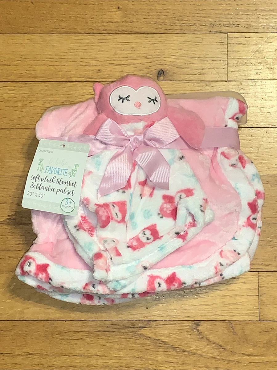 NWT le bebe FAVORITE Sleeping Owl Baby Blanket Security Lovey Set