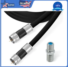 Black RG6 Coaxial Cable for Internet, HD TV, Satellite, Antenna with Barrel 5ft