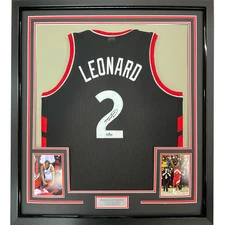 Framed Facsimile Autographed Kawhi Leonard 33x42 Black Reprint Laser Auto Jersey