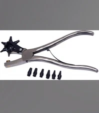 New Heavy Duty Pro Leather Hole Rotary Punch w Revolving Head 6 Size Holes 26001