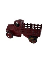 1920 s Antique Cast Iron Red Cab Bed Truck Toy