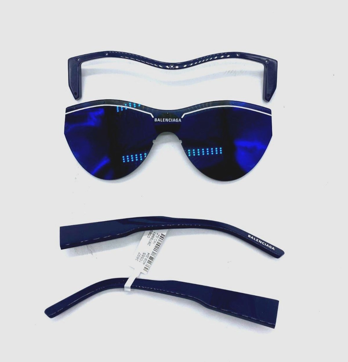 Balenciaga BB0004S 013 Shield Semi Rim Sunglasses - Blue / Blue Mirror Balenciaga BB0004S - 013 Light Blue | Sunglasses Unisex main image 4