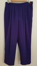 Vintage Kensington Square Pants Petite M Medium Royal Blue Pleated Tapered Leg