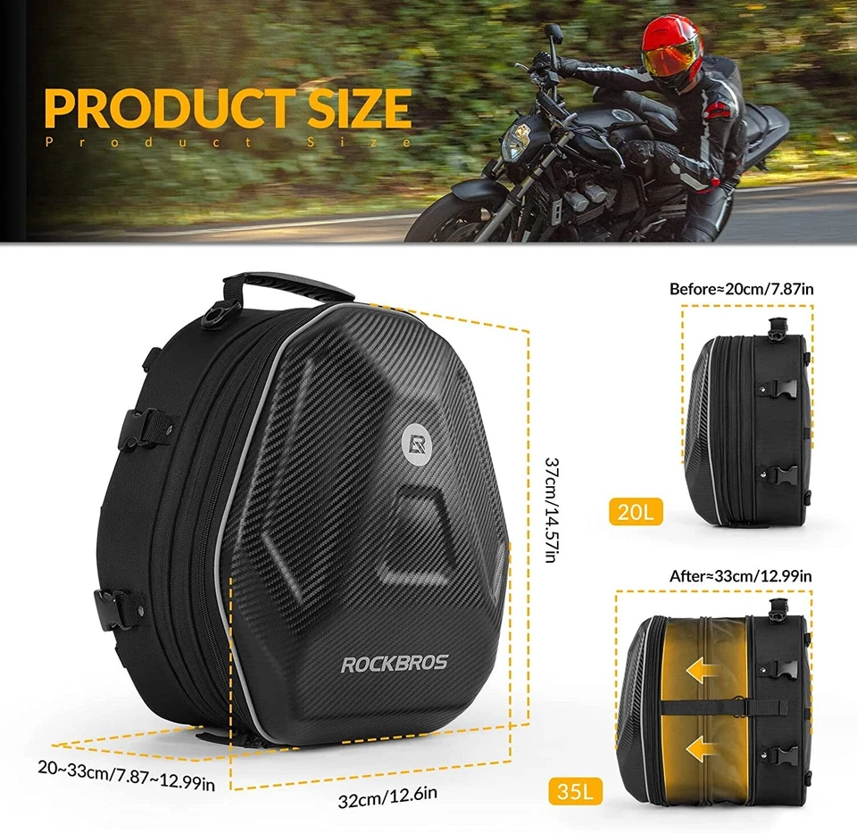 ROCKBROS Hecktasche Motorrad Sitztasche Wasserdicht mit Regenschutz Rucksack - Bild 2 von 4